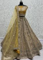 Net Mustard Party Wear Embroidery Work Lehenga Choli